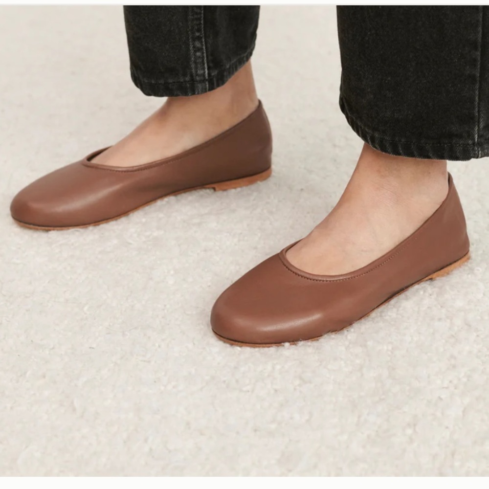 Jenni Kayne Charlotte Ballet Leather Flats in saddle size 6